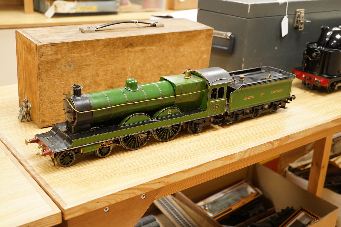 A Gauge One live steam North Eastern Railway 4-4-2 Atlantic tender locomotive, No.731, four cylinder compound, the original locomotive designed by W.M. Smith, Wilson Worsdell’s Chief Draftsman in 1906, with Walschaerts v